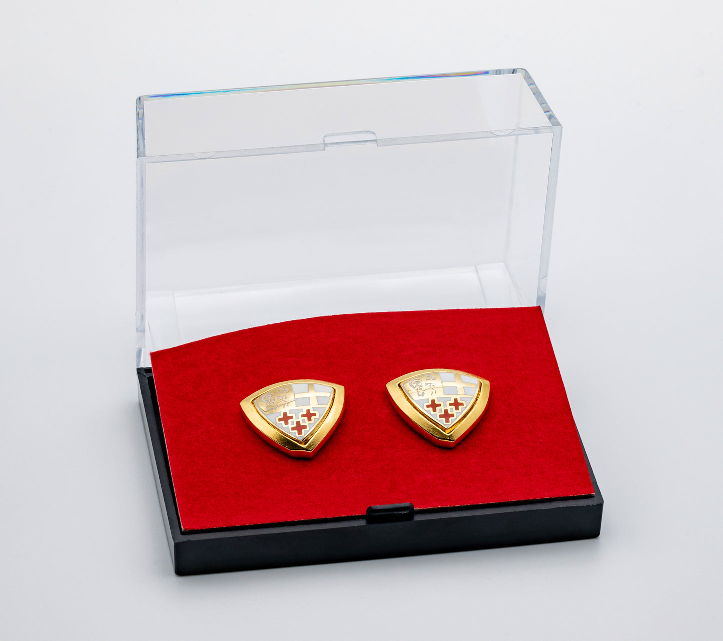 Elegante vergoldete Manschettenknöpfe - in schwarzer Box