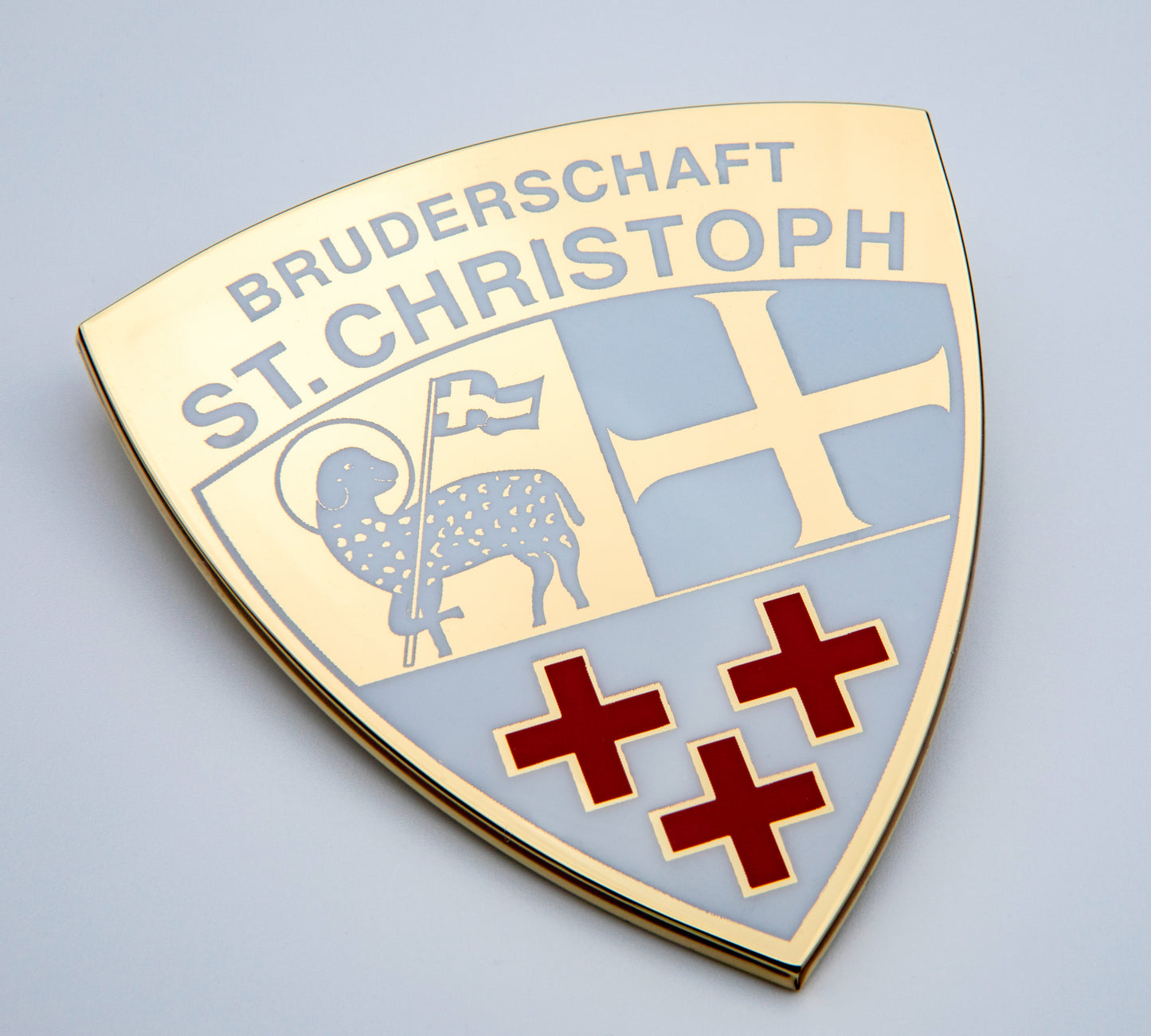 Edler BSC-Aufkleber in großer Ausführung auf Messing mit goldener Folie