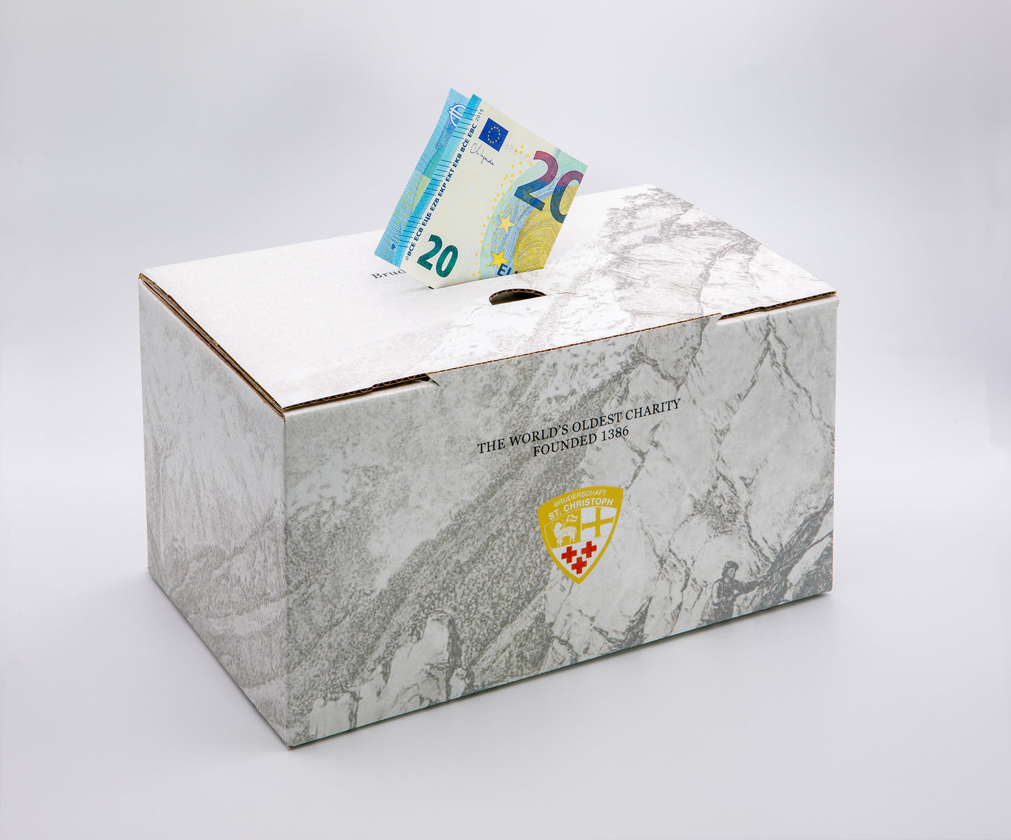 Kompakte Box zur Sammlung von Spenden bei Events & Empfängen