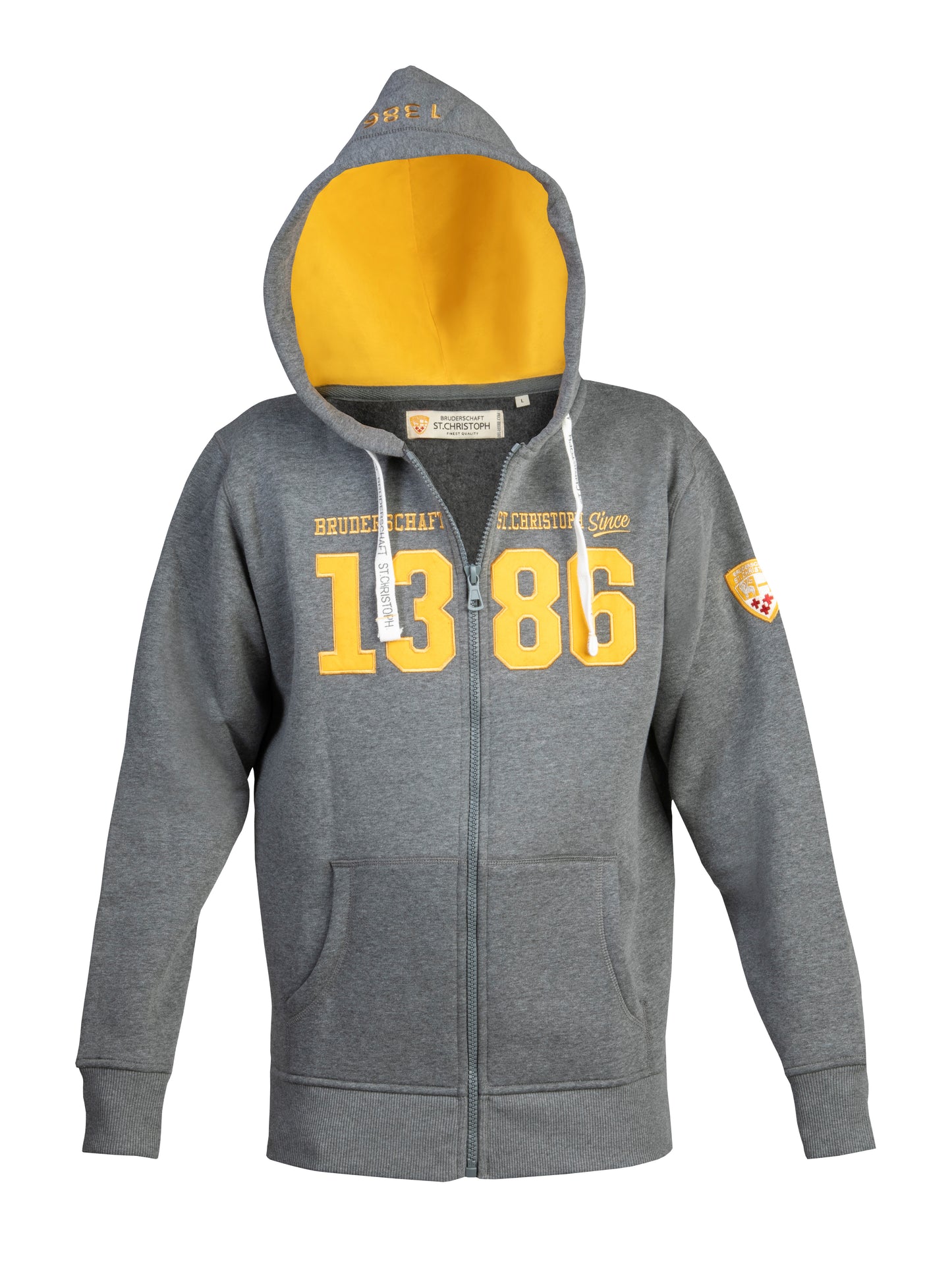 Bequemer Kapuzenpulover (Hoody) mit Reißverschluss, Gründungsjahr und Logo - Damen