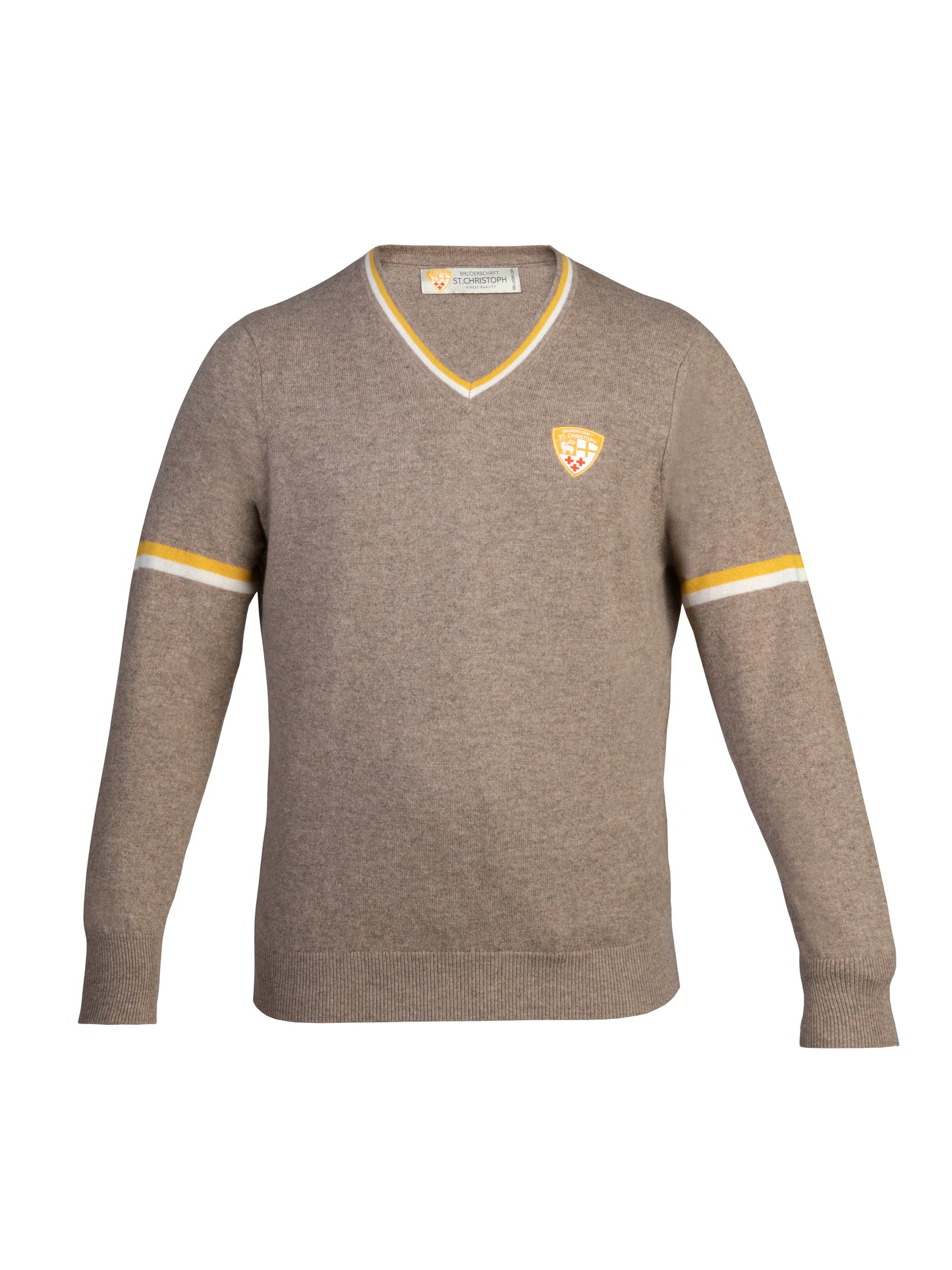 Weicher Cashmere-Pullover in Beige-Sandtonmit dezentem BSC-Logo - hochwertig & zeitlos